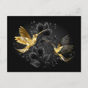 Carte Postale Colibri noir et or
