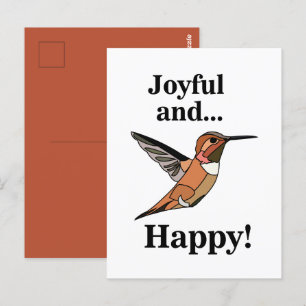 Carte Postale Colibri Oiseau Joyeux Et Heureux De L'observation 