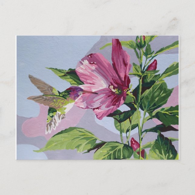 Carte Postale colibri peint à la main (Devant)
