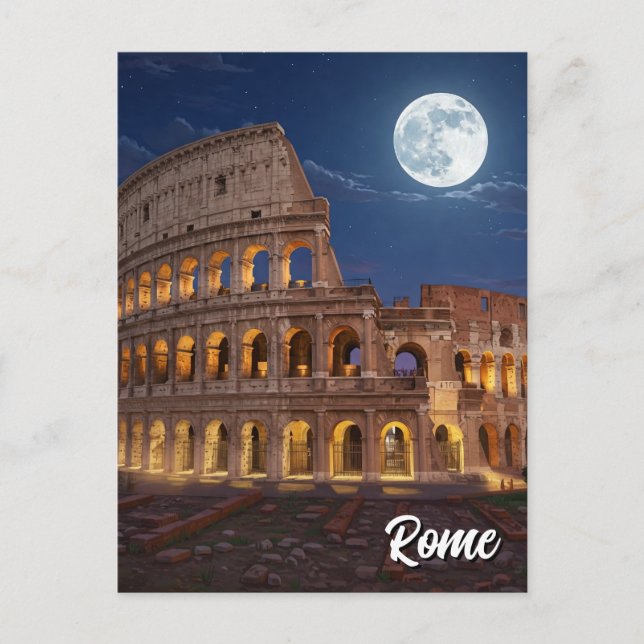 Carte Postale Colisée de Rome la nuit (Devant)