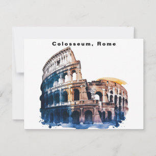 Carte Postale Colisée Rome Italie Aquarelle 