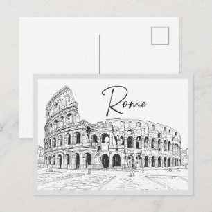 Carte Postale Colisée Rome Italie Monument dessiné à la main