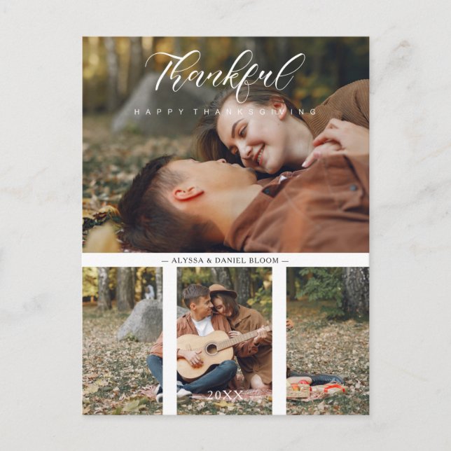 Carte Postale Collage 2 Photos de Couple Happy Thanksgiving (Devant)