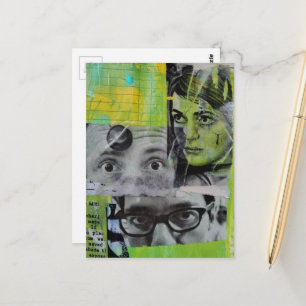 Carte Postale Collage aléatoire de visages vintage