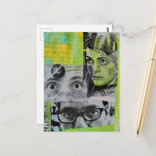 Carte Postale Collage aléatoire de visages vintage