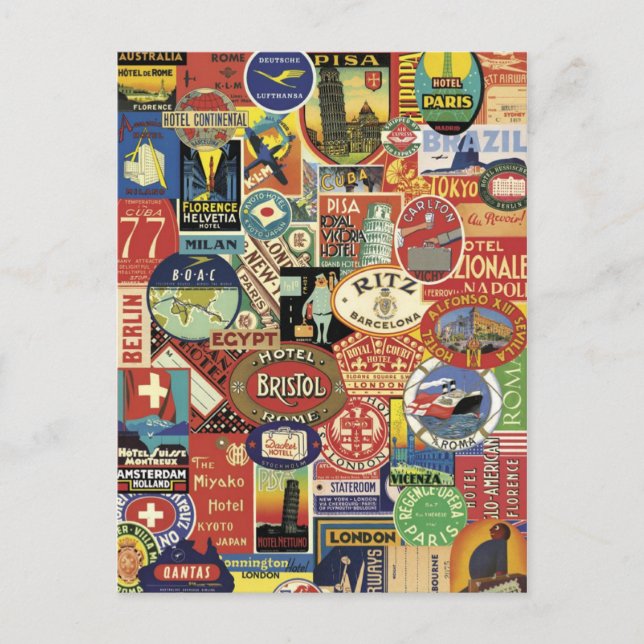 Carte Postale Collage bon voyage (Devant)