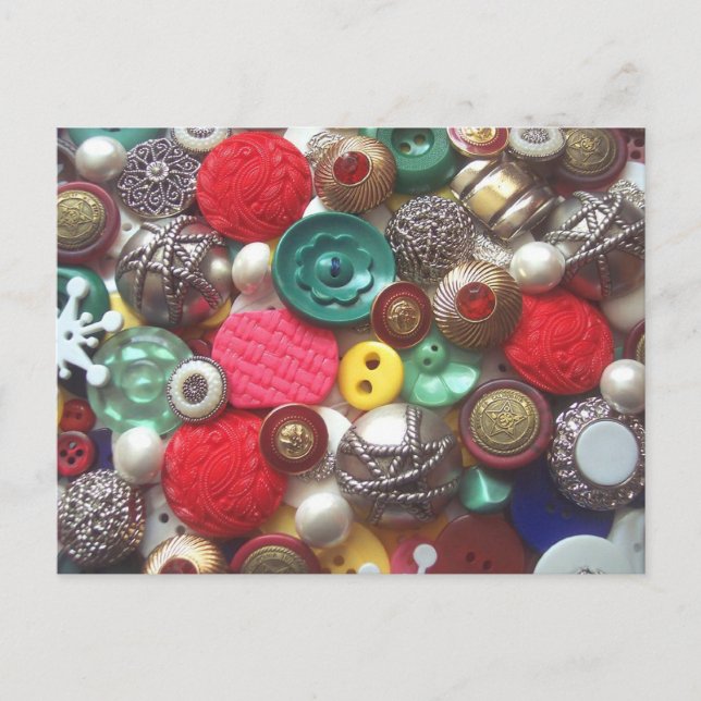 Carte Postale Collage Bouton rouge et vert (Devant)