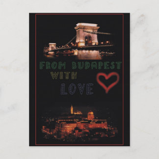 Carte Postale Collage Budapest sur l'arrière - plan noir