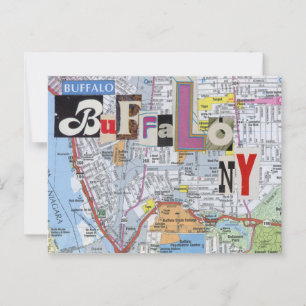 Carte Postale Collage Buffalo NY Maps