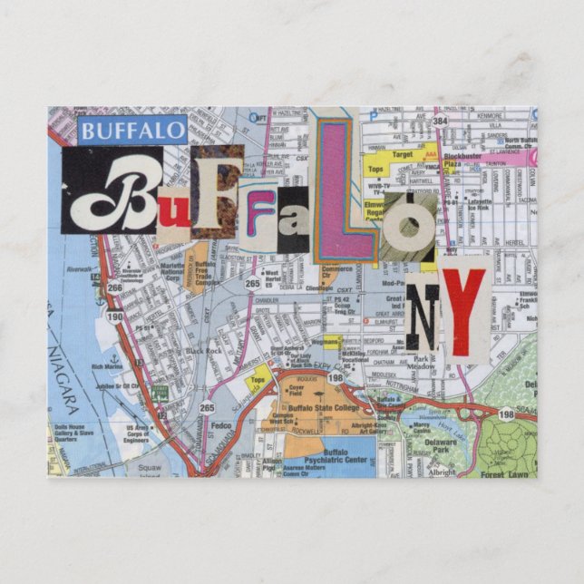 Carte Postale Collage Buffalo NY Maps (Devant)