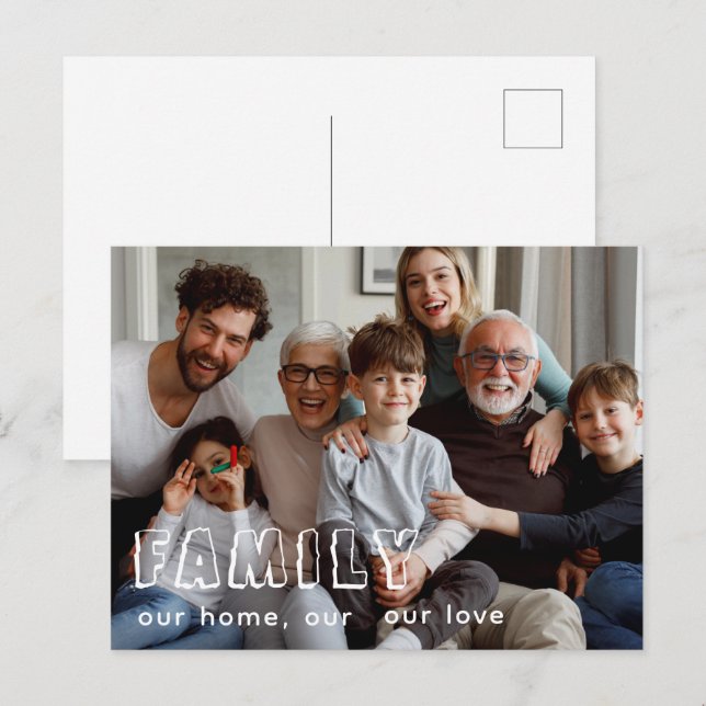 Carte Postale Collage Chic écriture famille  (Devant / Derrière)