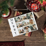 Carte Postale Collage Christmas Nine Photos | Merry<br><div class="desc">Collage Christmas Nine Photos | Merry</div>