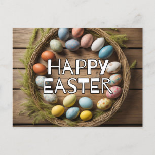Carte Postale Collage coloré des oeufs de Pâques du printemps