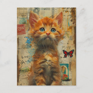 Carte postale Collage Cute Ginger Kitten