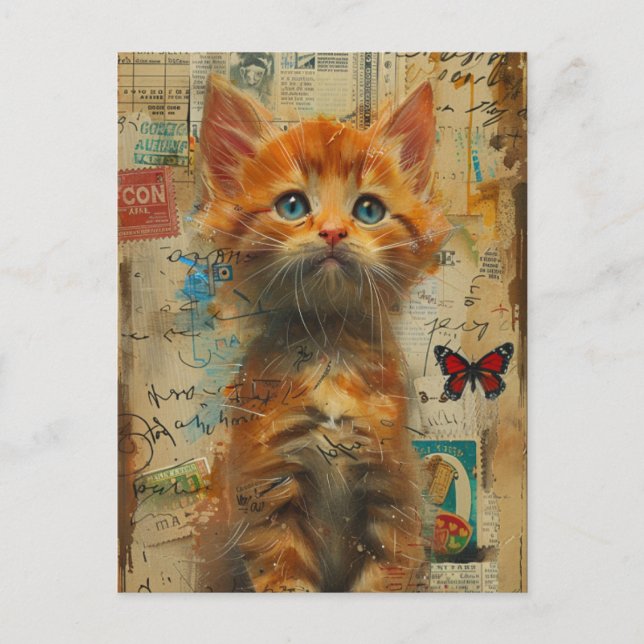 Carte postale Collage Cute Ginger Kitten (Devant)