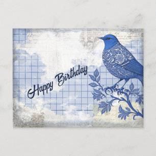 Carte Postale Collage d'anniversaire Blue Bird
