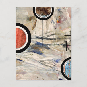 Carte Postale collage d'art abstrait, milieux mixtes et aquarell