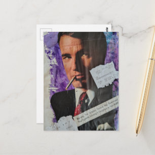 Carte Postale Collage d'avertissement d'homme fumeur d'époque ré