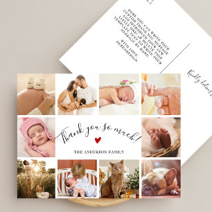 Carte Postale Collage de 10 photos de bébé nouveau-né remercieme