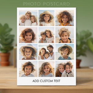 Carte Postale Collage de 12 photos Instagram avec fond blanc