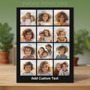 Carte Postale Collage de 12 photos Instagram avec fond noir