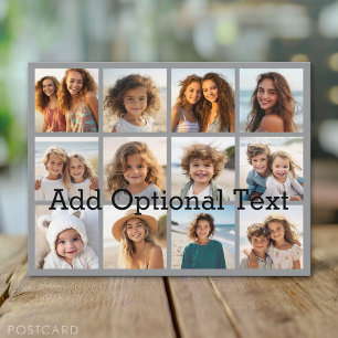 Carte Postale Collage de 12 photos Instagram sur fond gris paste