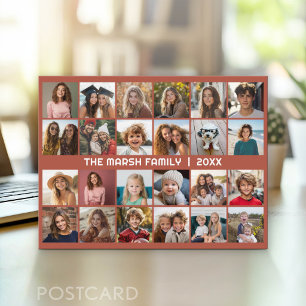 Carte Postale Collage de 24 photos avec nom de famille Date -