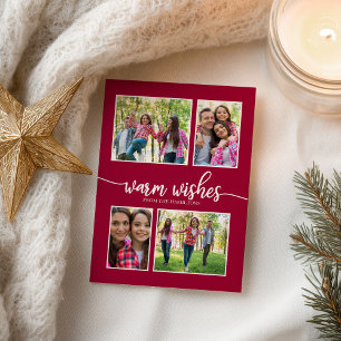 Carte Postale Collage de 4 photos Vœux chaleureux Noël simple