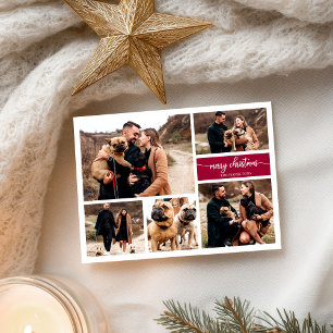 Carte Postale Collage de 5 photos Chic écriture Joyeux Noël