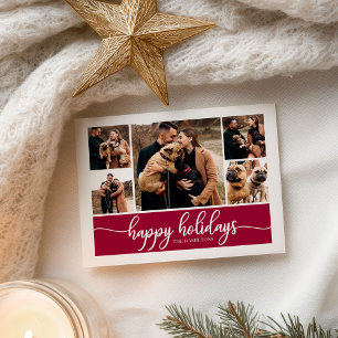 Carte Postale Collage de 5 photos écriture élégante Joyeux Noël