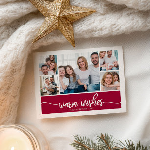 Carte Postale Collage de 5 photos Vœux chaleureux Noël simple