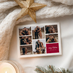 Carte Postale Collage de 7 photos écriture élégante Joyeux Noël