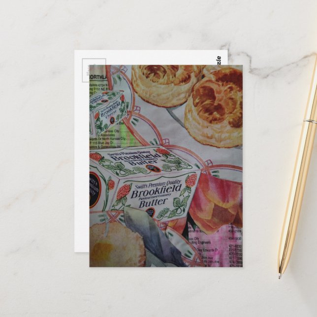 Carte Postale Collage de biscuits et de beurre  (Devant/Arrière en situation)