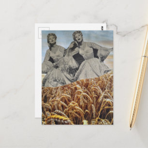 Carte Postale Collage de chant dans un champ de blé