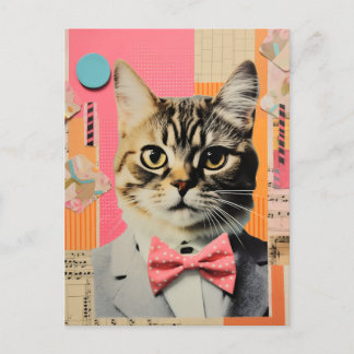 Carte Postale Collage de chats rétroactifs