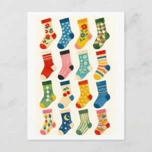 Carte Postale Collage de chaussettes mignonnes