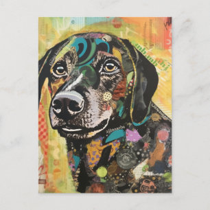 Carte postale Collage de chien coloré unique