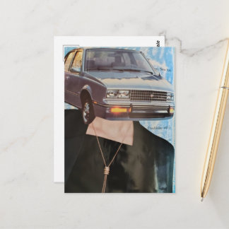 Carte Postale Collage de femme à tête de voiture rétro