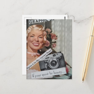 Carte Postale Collage de femme blonde souriante des années 1940