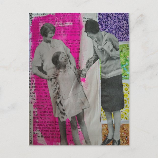 Carte postale collage de femmes et d'une fille vin (Devant)
