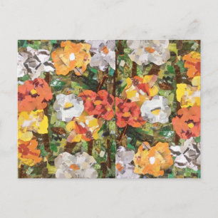 Carte Postale Collage de fleurs de papier en orange et jaune