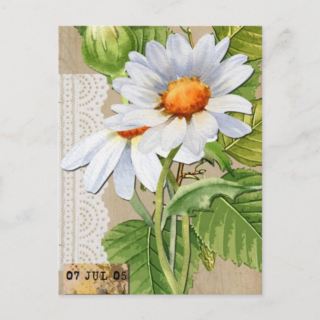 Carte Postale Collage de fleurs vintage (Devant)