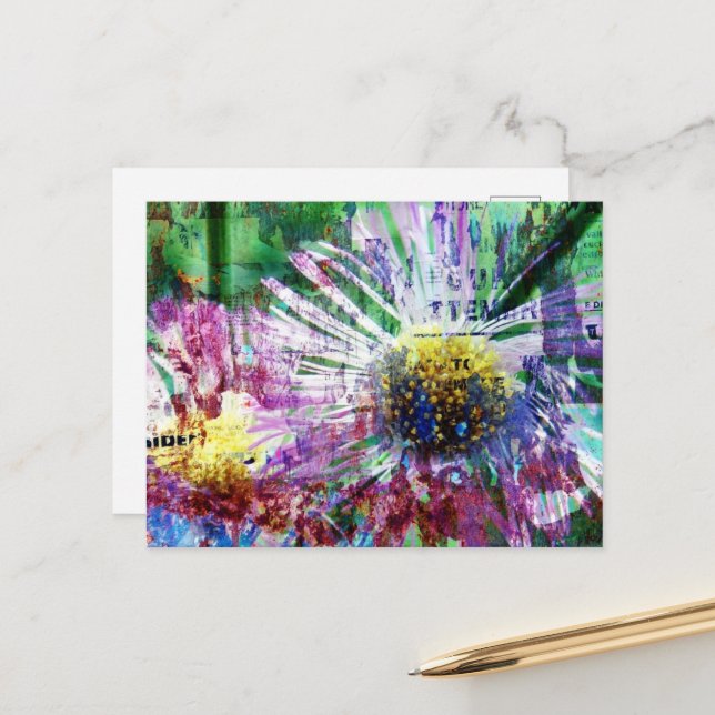 Carte Postale Collage de flux de médias mixtes (Devant/Arrière en situation)