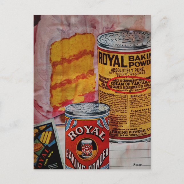 Carte Postale Collage de gâteau délicieux et de levure chimique (Devant)