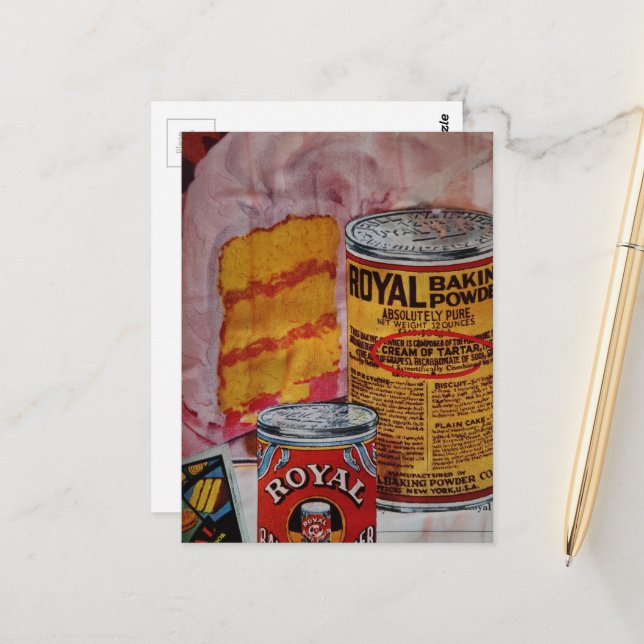 Carte Postale Collage de gâteau rose et de levure chimique (Devant/Arrière en situation)