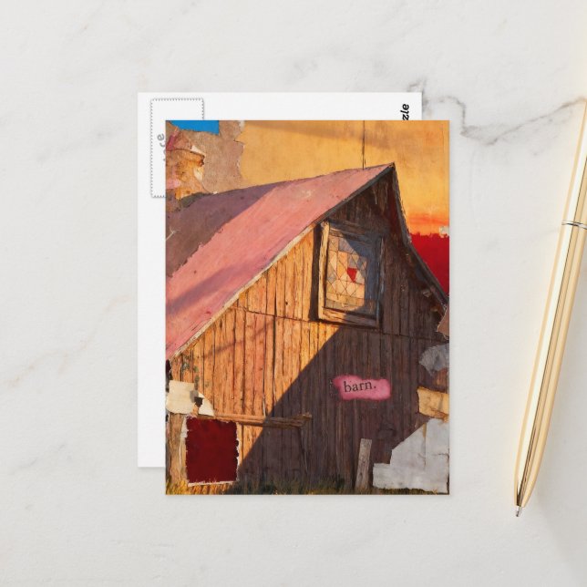 Carte Postale Collage de grange (Devant/Arrière en situation)