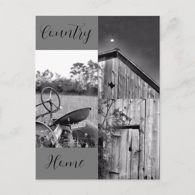 Carte Postale Collage de la grange de tracteur "Country Home" (Devant)