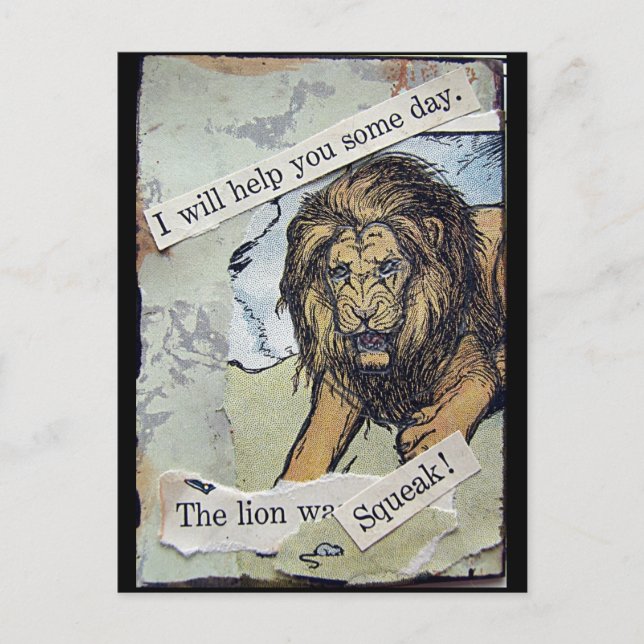 Carte Postale Collage de lions et de souris (Devant)