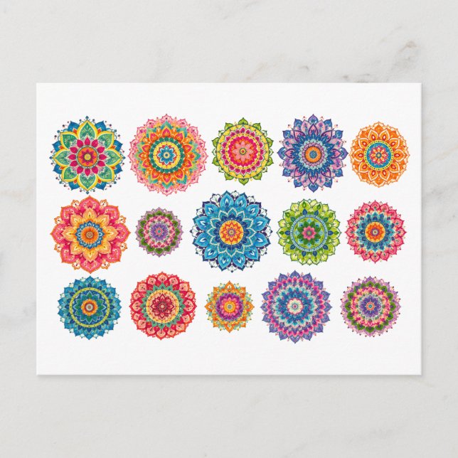 Carte Postale Collage de mandala coloré (Devant)