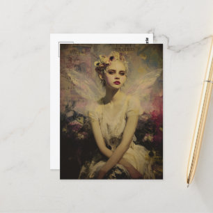 Carte Postale Collage de médias mixtes de fées